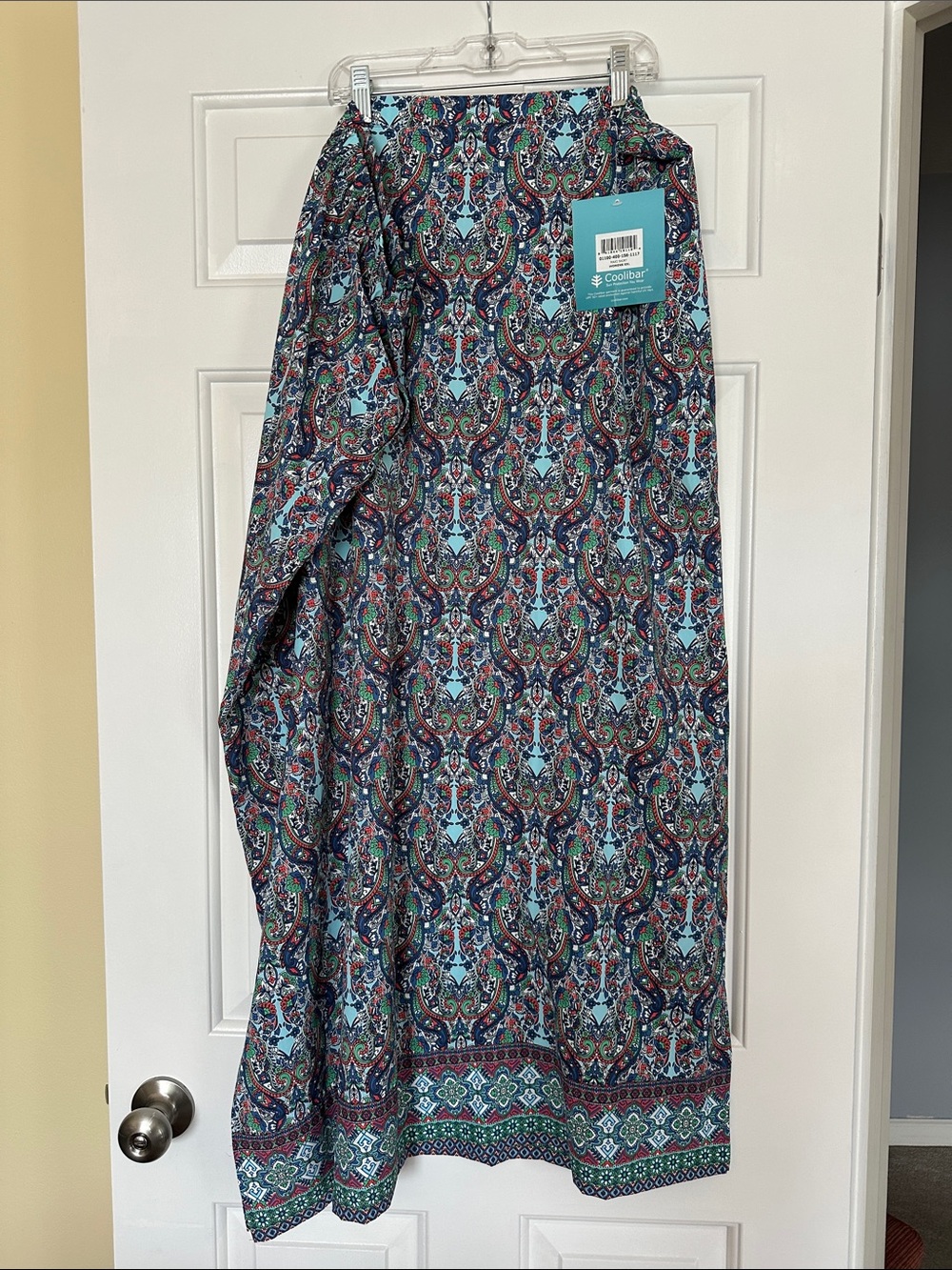 Coolibar Teal, Navy & Burgundy Paisley Maxi Skirt NWT XXL UPF 50